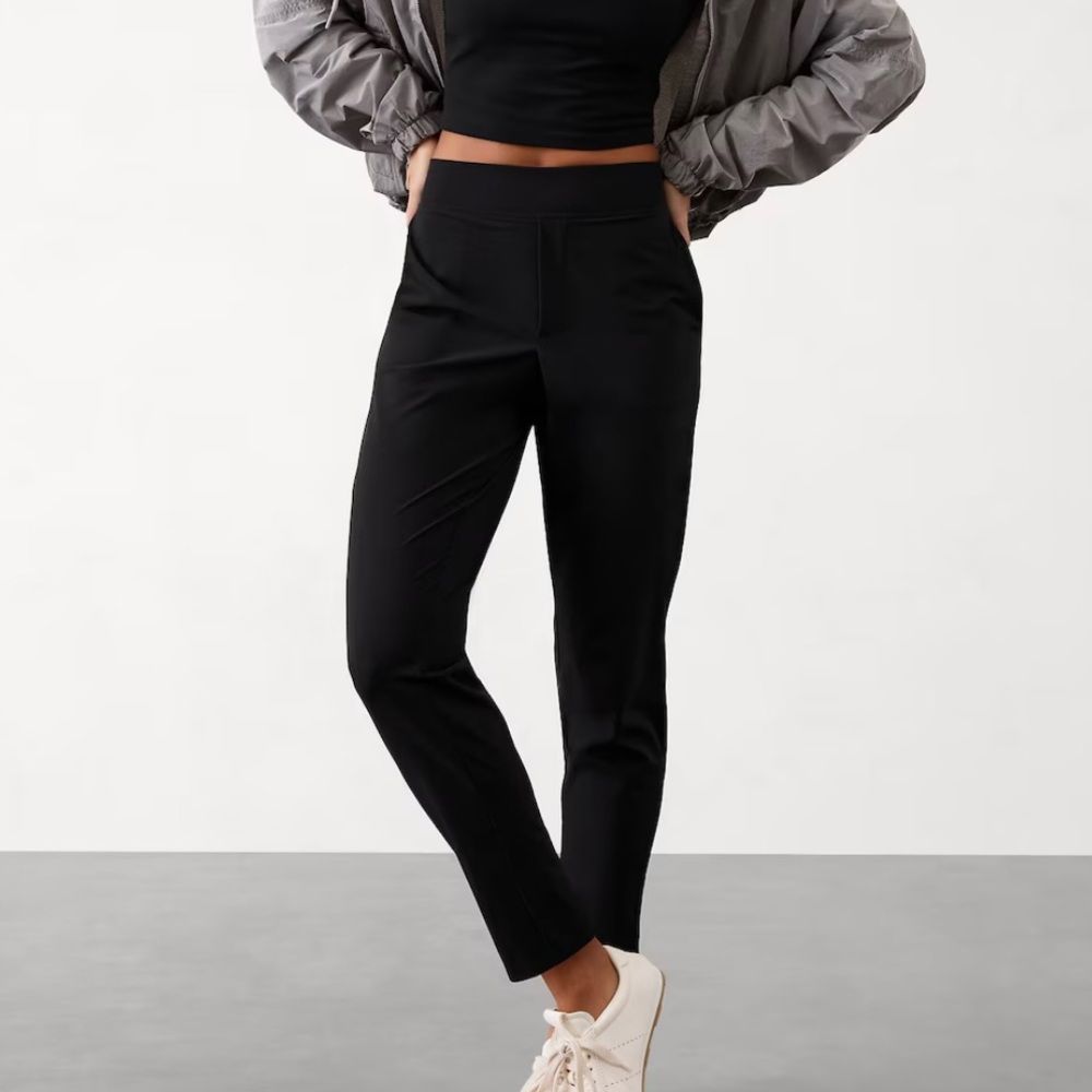 Athleta Brooklyn‎ Mid Rise Ankle Black Breathable Pants Style #198671 Size 16